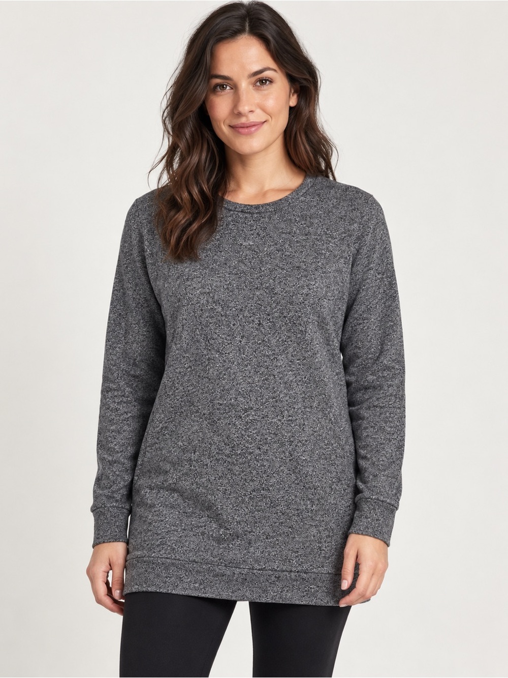 MEC Women's Medium Tunic Sweatshirt Organic Cotton Tencel Grey Zip Back